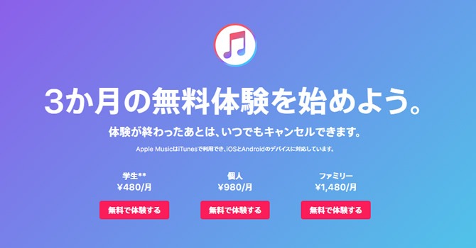 Apple Musicの料金